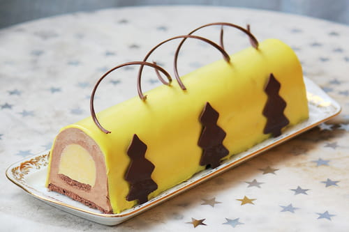Bûche au chocolat au lait et fruit de la passion