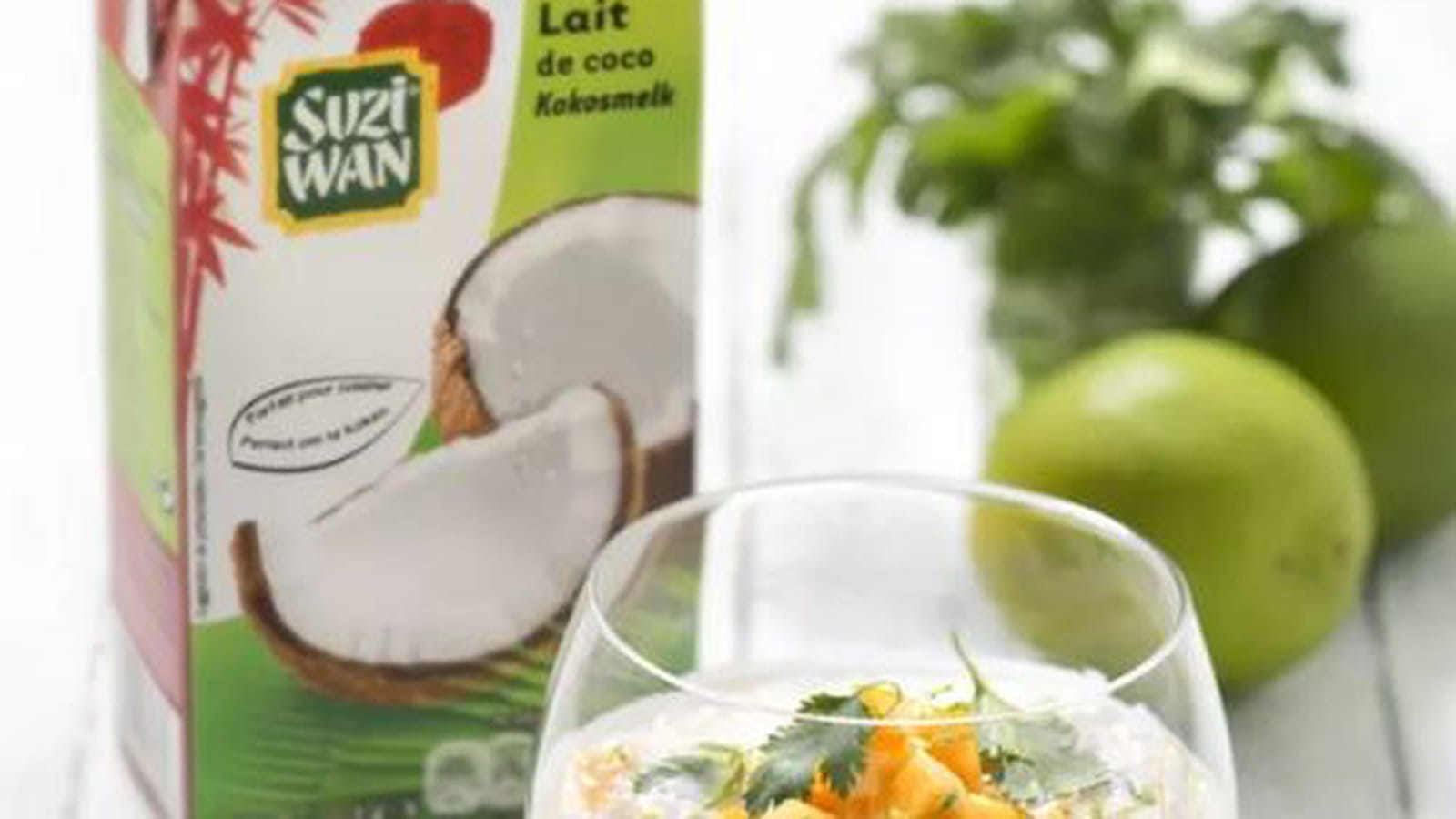 Perles du Japon au lait de coco, mangue, citron vert et coriandre
