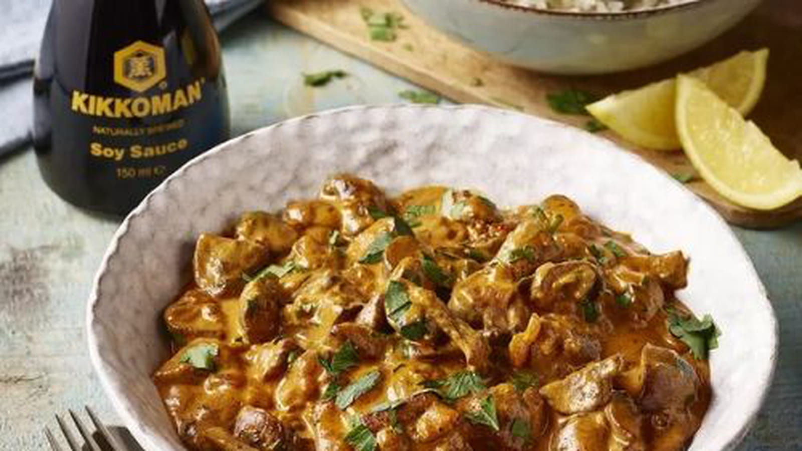 Champignons Stroganov à la sauce soja et son riz sauvage