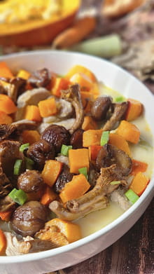 Blanquette de veau d'automne aux champignons, potimarron et châtaignes : Etape 3