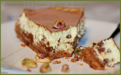 Cheesecake à la pistache et pépites de chocolat