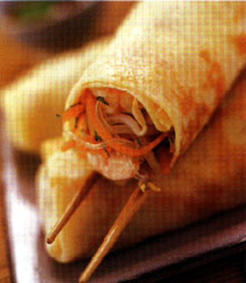 Crêpes roulées aux crevettes