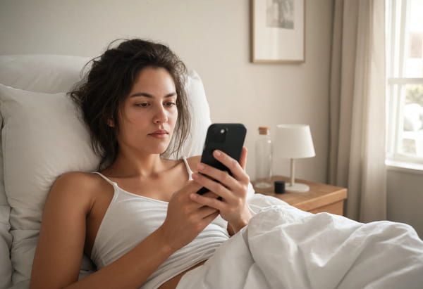 femme-notification-lumière-bleue