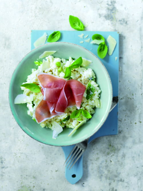 Risotto au Jambon de Parme, ricotta et basilic