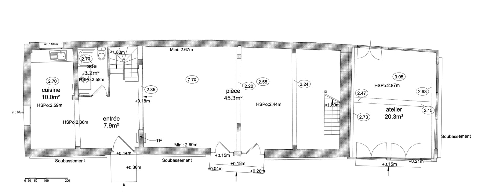 Le plan du rez-de-chauss&eacute;e avant travaux