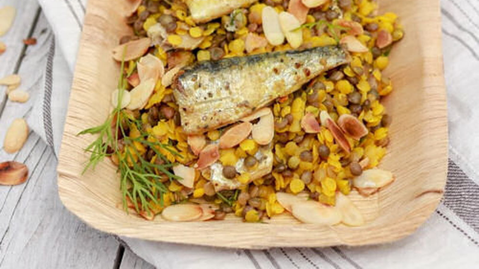 Duo de lentilles, amandes et sardines Détox Le Trésor des Dieux