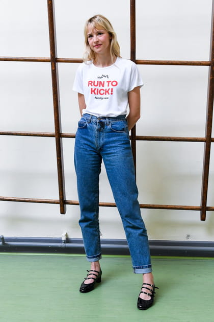 Angèle en denim et babies