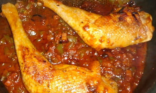 Poulet basquaise au jambon fumé