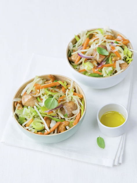 Wok fondant de l&eacute;gumes et poulet marin&eacute;