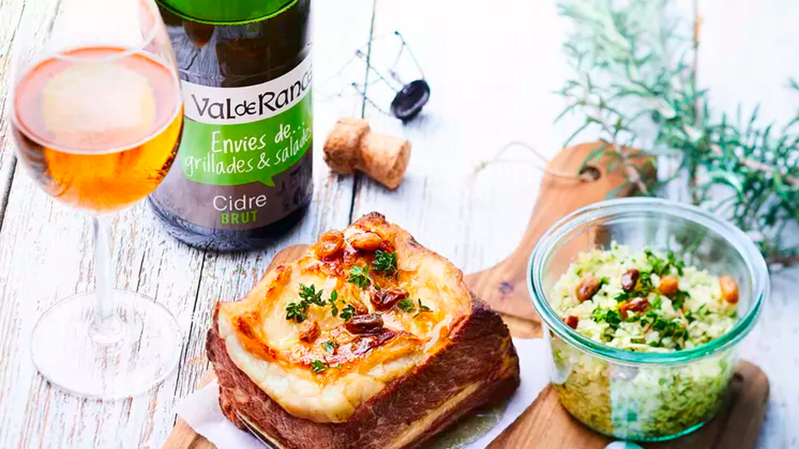 Plat-de-côte de Boeuf avec salades fenouil-citron et boulgour de raisin vinaigrés au cidre Val de Rance