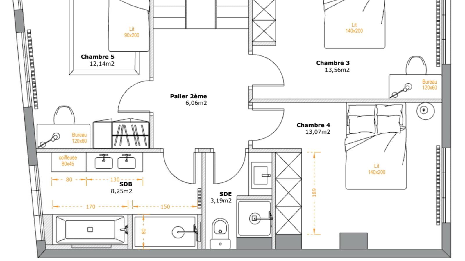 Plan 2nd étage projet