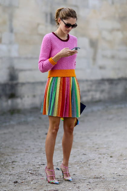 Street looks fashion week Paris&nbsp;: arc-en-ciel