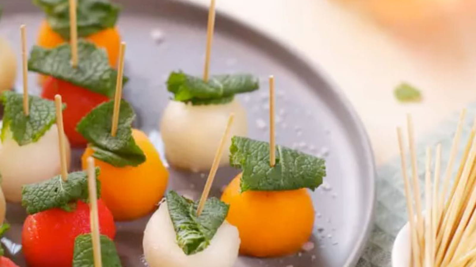 Brochettes de pastèque et melon