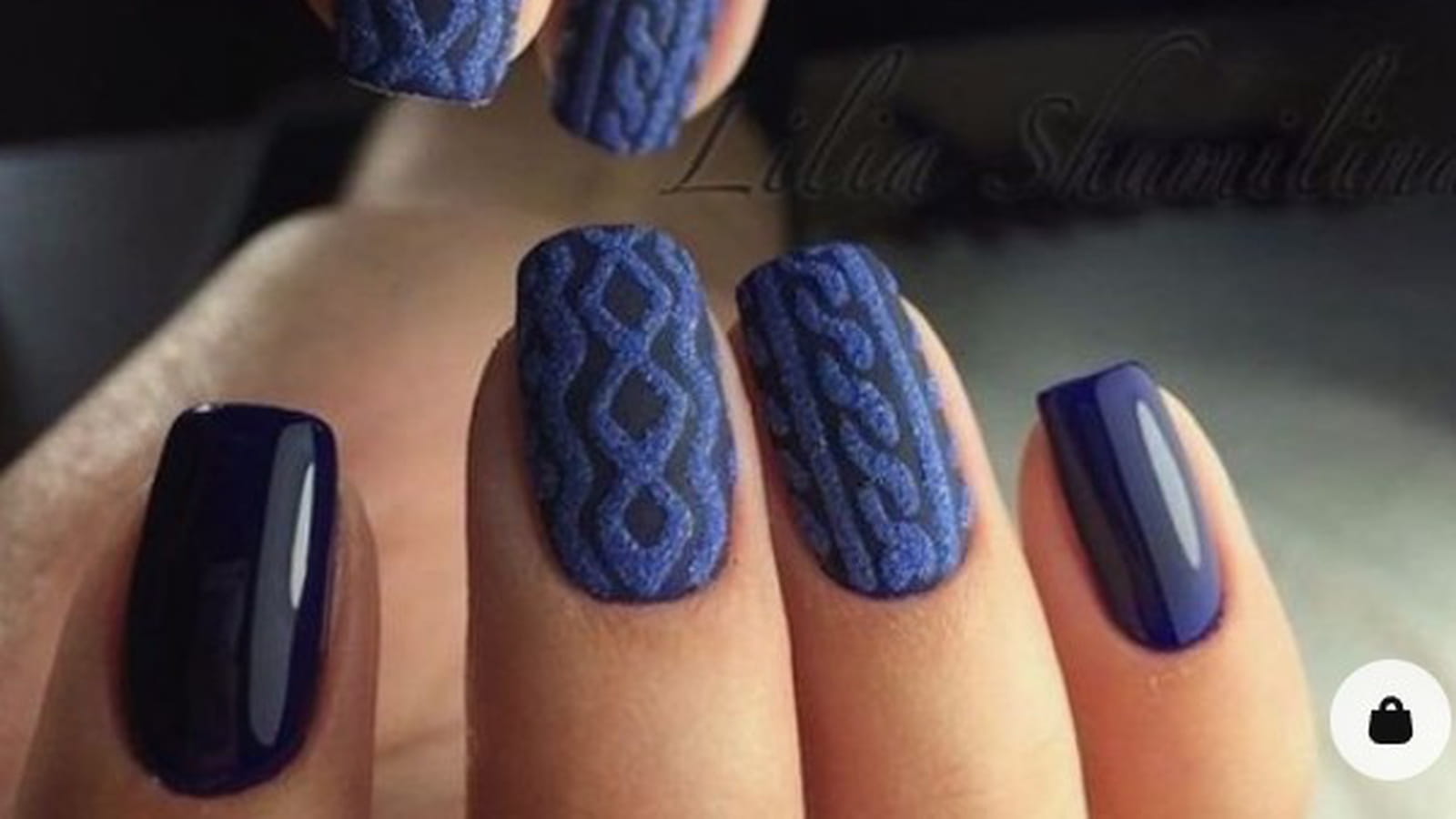 Ongles effet pull indigo