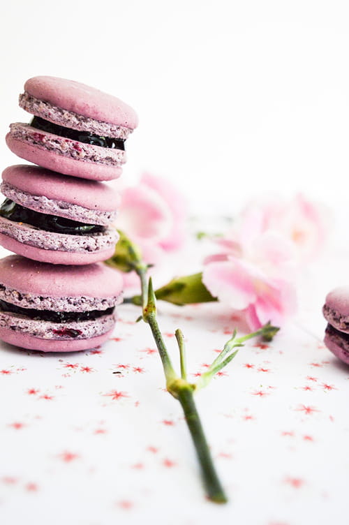 Macarons myrtilles et violette