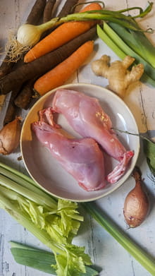 Cuisse de lapin vapeur au gingembre et légumes d'hiver : Etape 2
