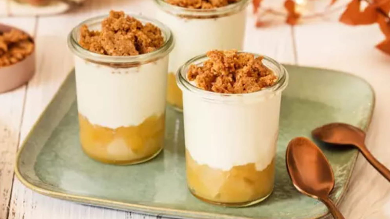 Verrines crumble pomme poire