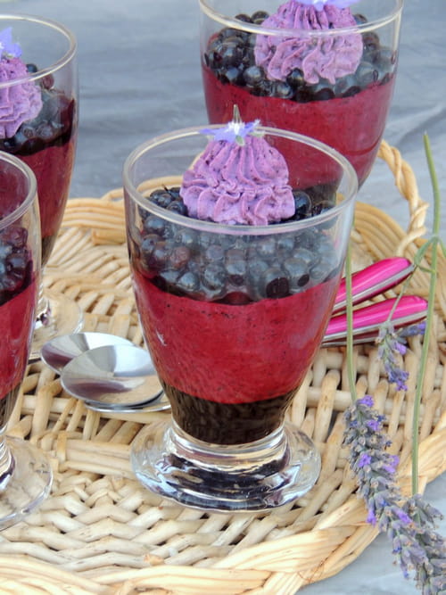 Verrines fruitées, mousse et confit de myrtille sauvage