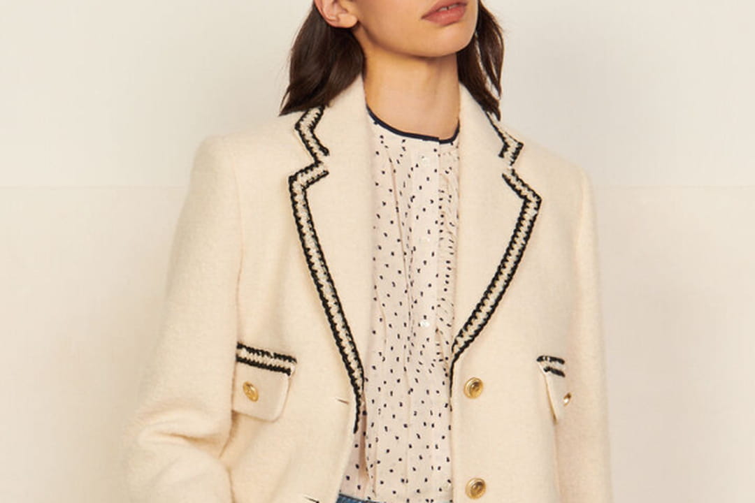 Sandro Veste Tweed Coupe Cintrée