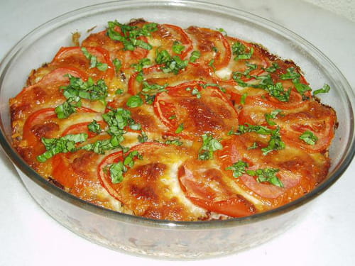 Gratin de riz aux tomates et Mozzarella