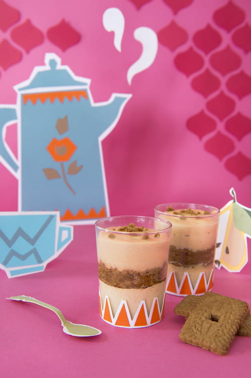 Verrines de mousse au chocolat blanc et spéculoos