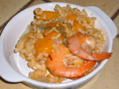 Risotto de potiron aux crevettes