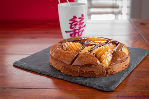 Tarte cake poire-chocolat