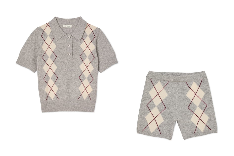 Ensemble pull et short en maille &agrave; motif losanges, Sandro