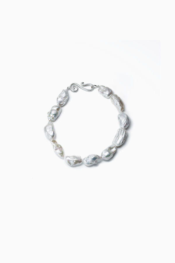 Collier en argent massif et perles baroques géantes