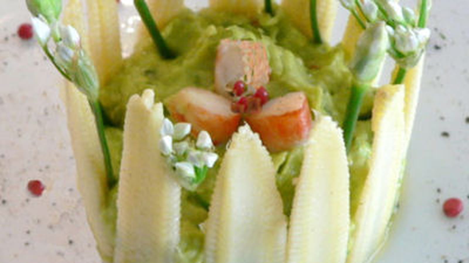 Chartreuse à l'avocat et gambas