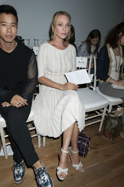 Uma Thurman, tr&egrave;s heureuse au d&eacute;fil&eacute; Zac Posen