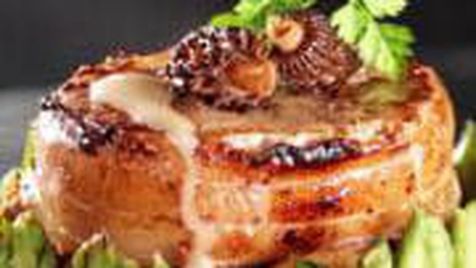 Grenadins de veau aux morilles, marbré de marrons