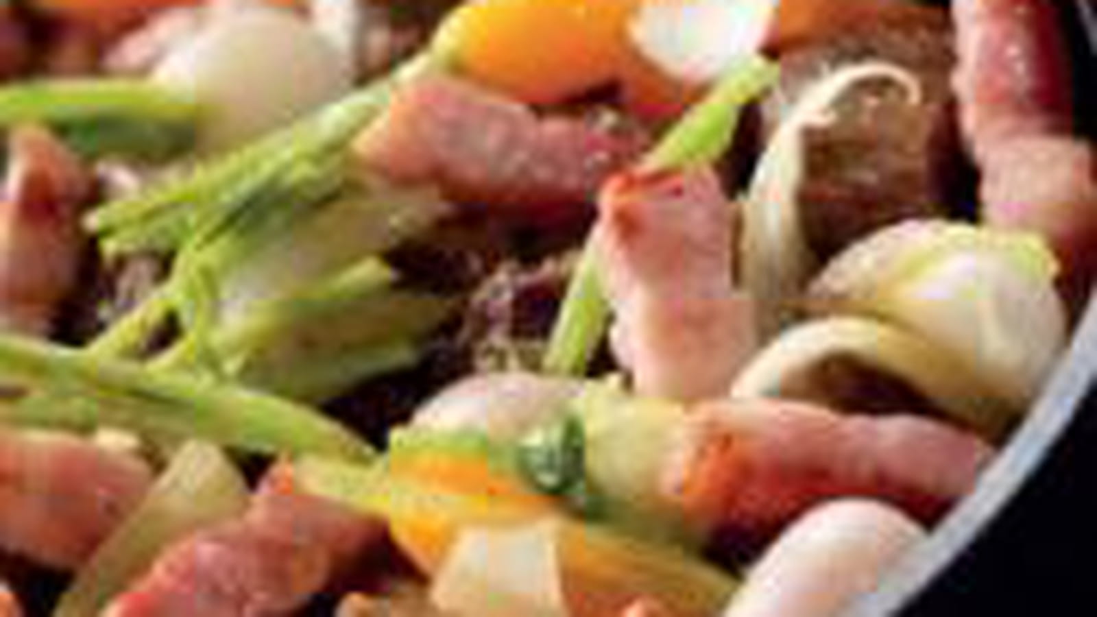 Cocotte de boeuf aux petits légumes et lardons