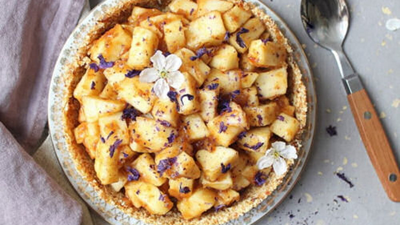 Tarte aux pommes crue à la vanille