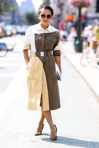 Street looks fashion week New York&nbsp;: tricolore