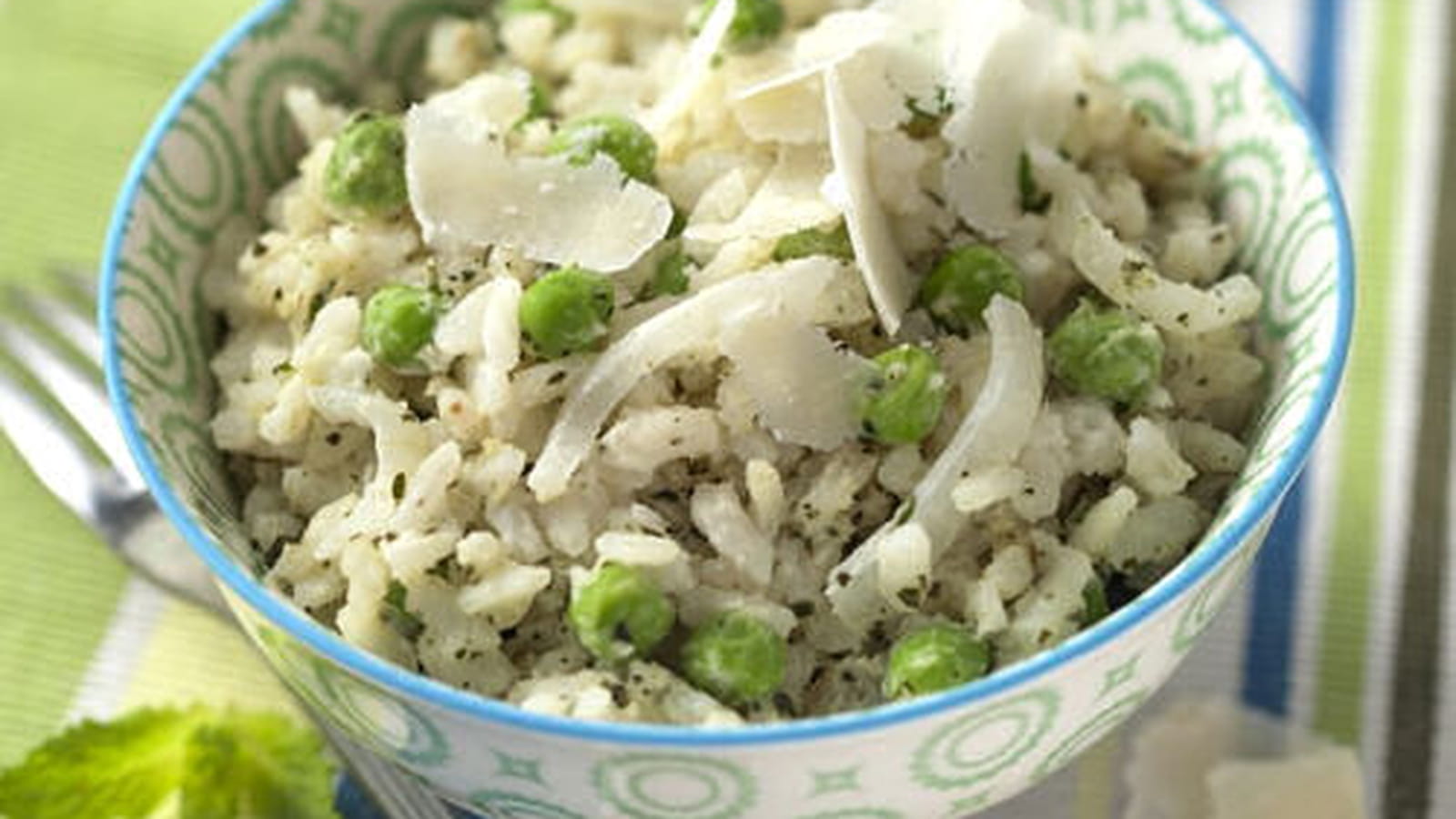 Risotto à la brandade de morue et petits pois