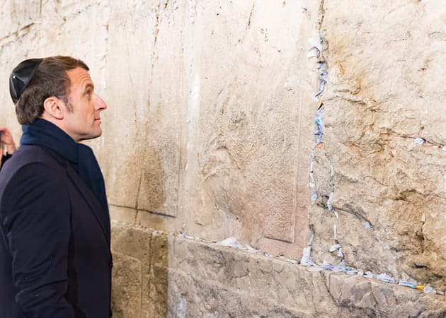Emmanuel Macron, au Mur des Lamentations