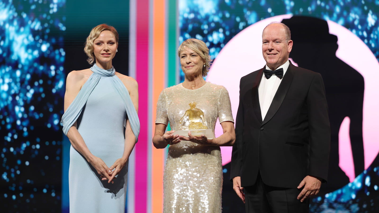 Albert et Charlene de Monaco avec Robin Wright