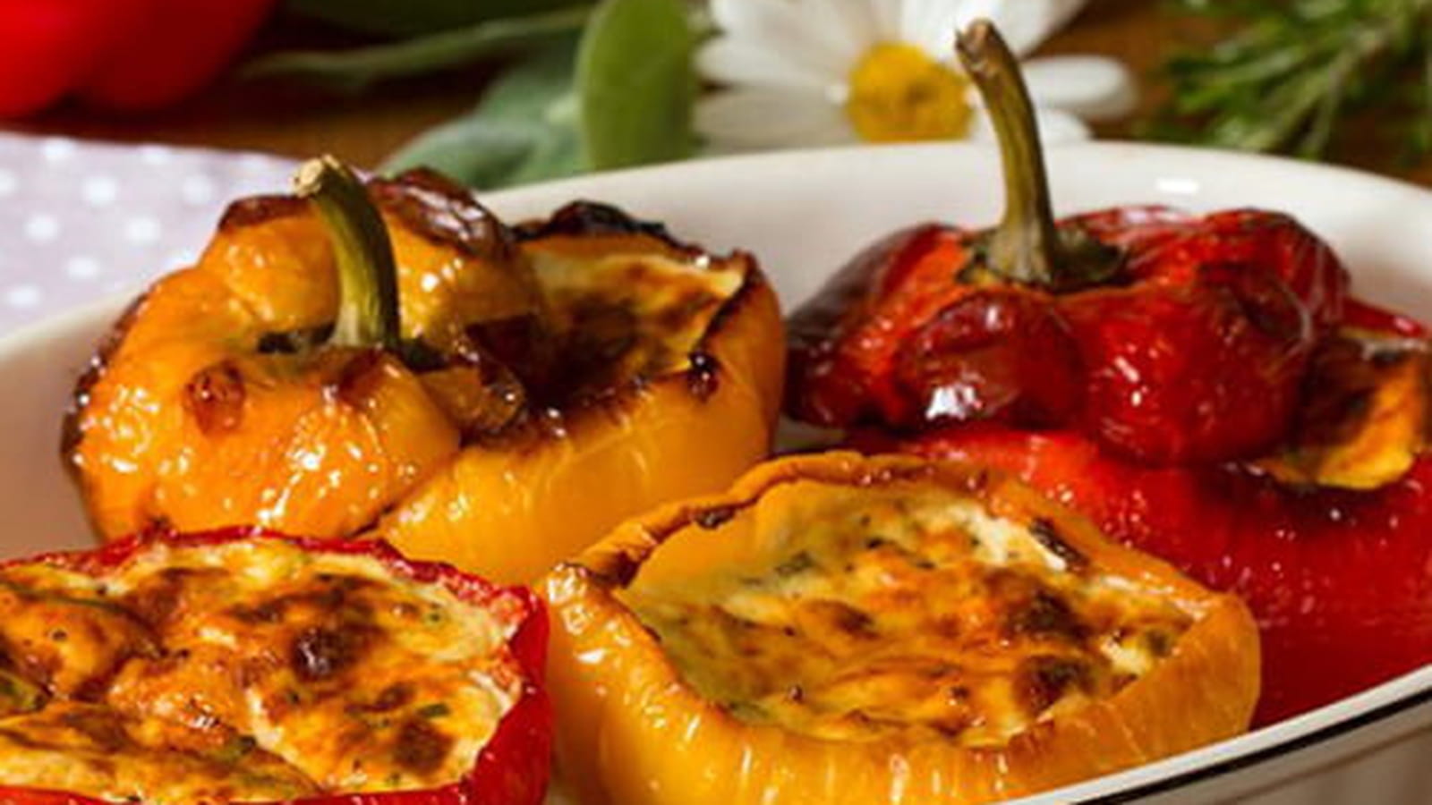 Poivrons grillés, farcis à la ricotta