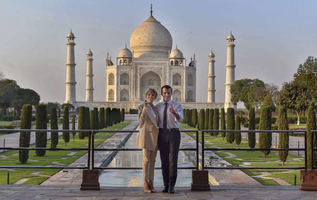 Emmanuel et Brigitte Macron au Taj Mahal