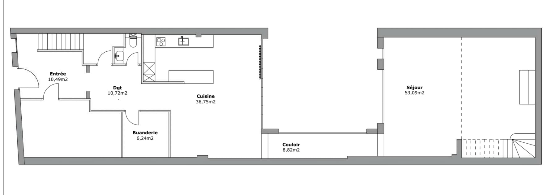 Le plan du rez-de-chauss&eacute;e avant travaux