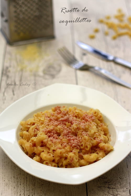 Coquillettes façon risotto ou pastasotto au jambon et fromage