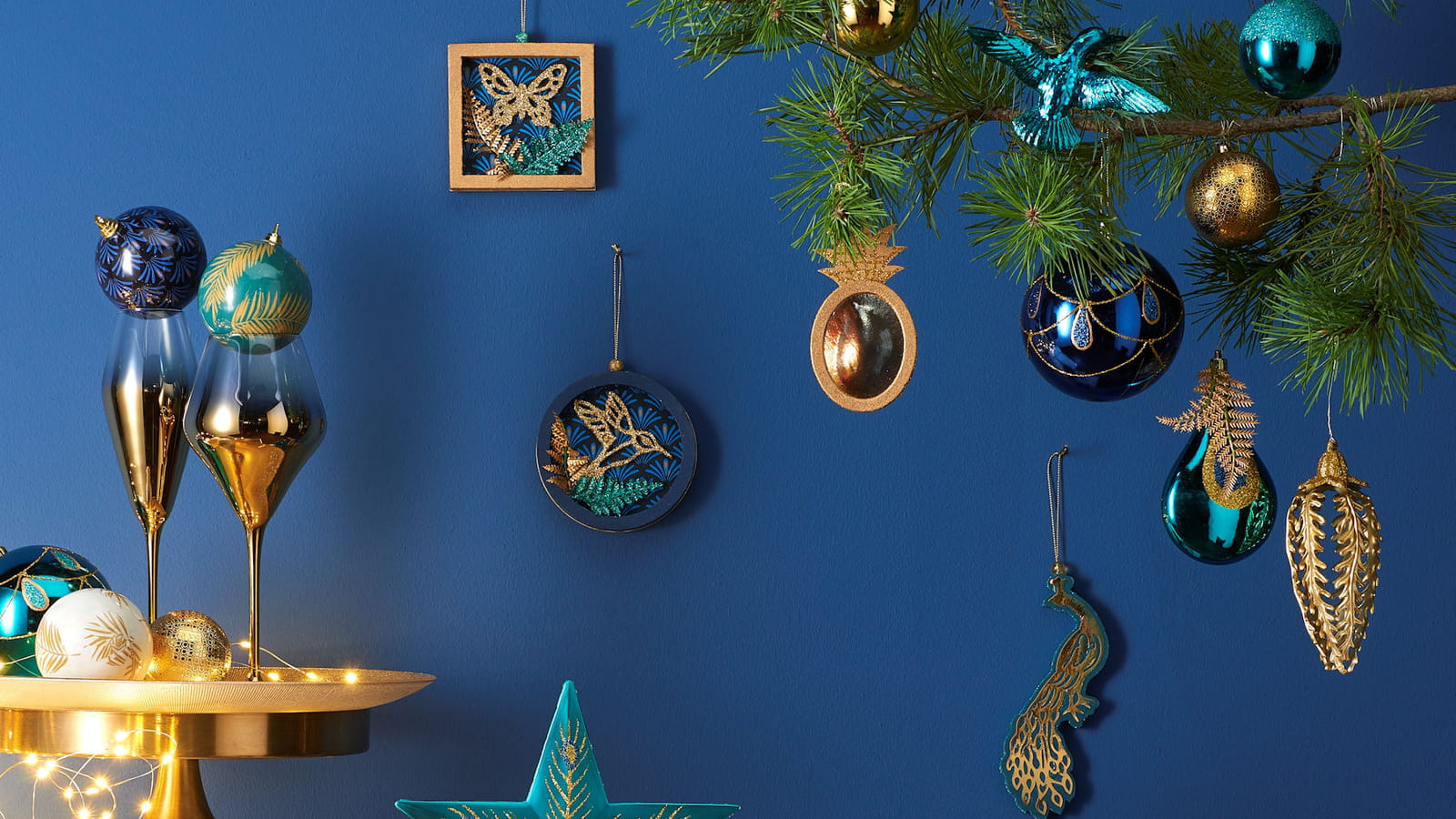 Noël bleu et or