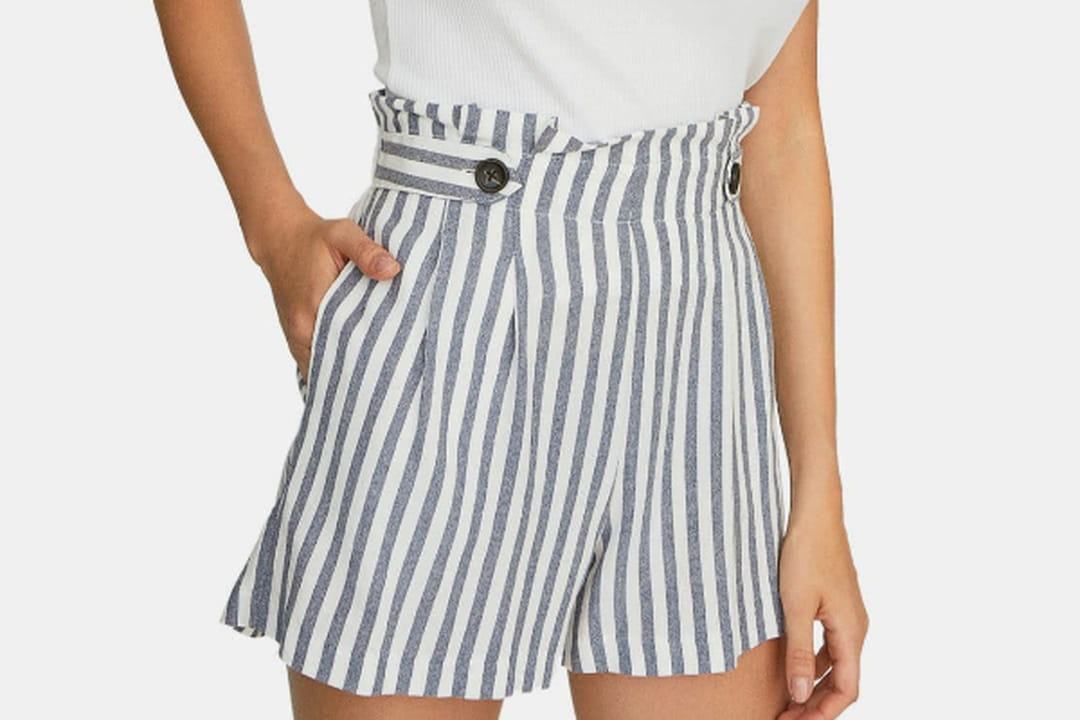 Short Femme Rayé Bleu Et Blanc