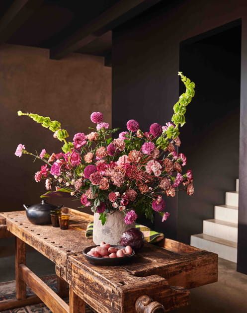 Du rose et du vert pour un bouquet au charme d'antan