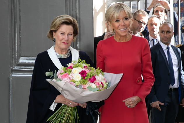 La reine de Norv&egrave;ge Sonja Haraldsen et Brigitte Macron &agrave; Rouen
