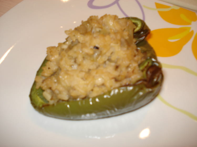 Recette de Poivrons farcis au risotto d'aubergine