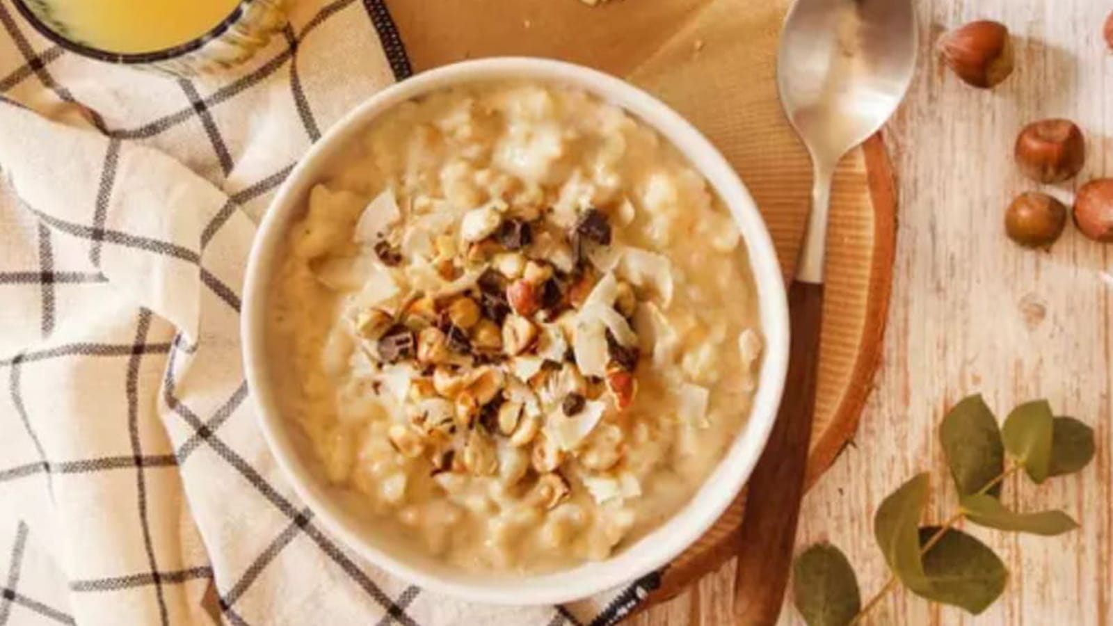 Riz au lait parfumé à la noisette À Bicyclette
