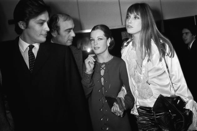 Avec Alain Delon et Romy Schneider à la première de "La Piscine", 1969