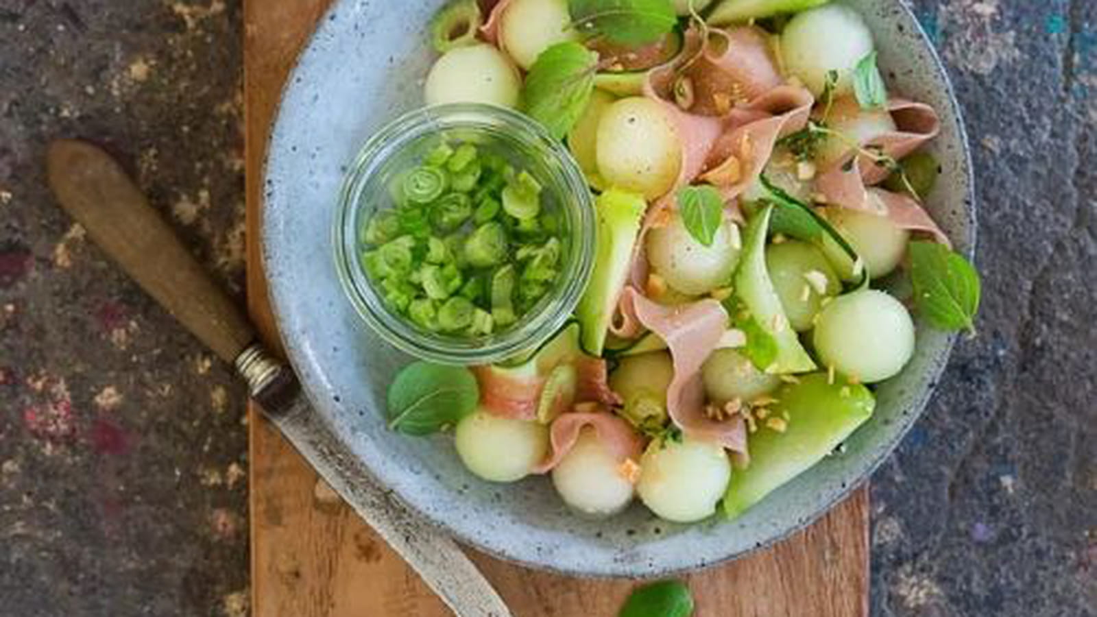 Salade de melon vert et Jambon cru Aoste